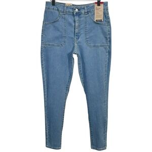 Levis 721 Women's High Rise Skinny‎ Utility Jeans 31x28 Light Blue Denim Stretch